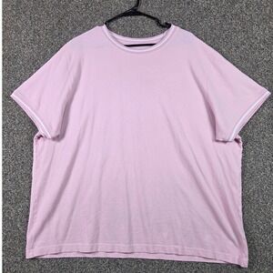 NovaMen T-Shirt Women XXXL Pink Short Sleeve Striped Trim Cotton ZDF01K410002